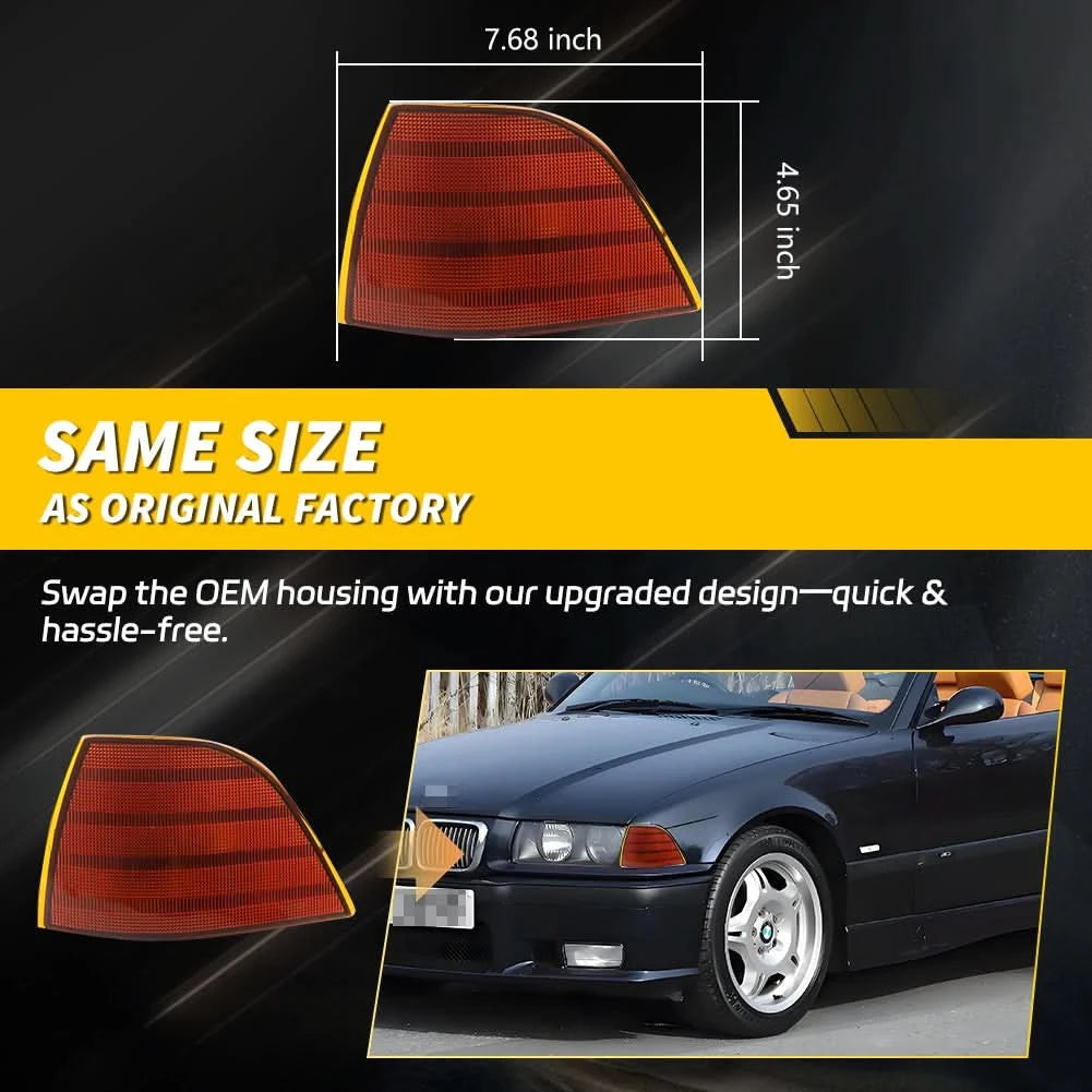 BMW E36 Coupe Front Corner Turn Signal Lights – Amber / Clear / Smoked (1992–1999, Pair)