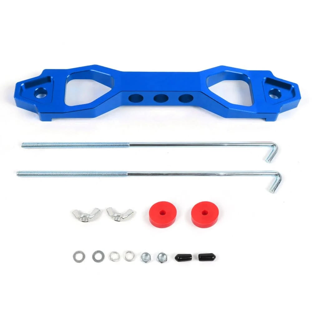Billet Aluminum Battery Tie Down Bracket – 140mm / 190mm Performance Battery Hold-Down Mount (Red / Black / Blue)