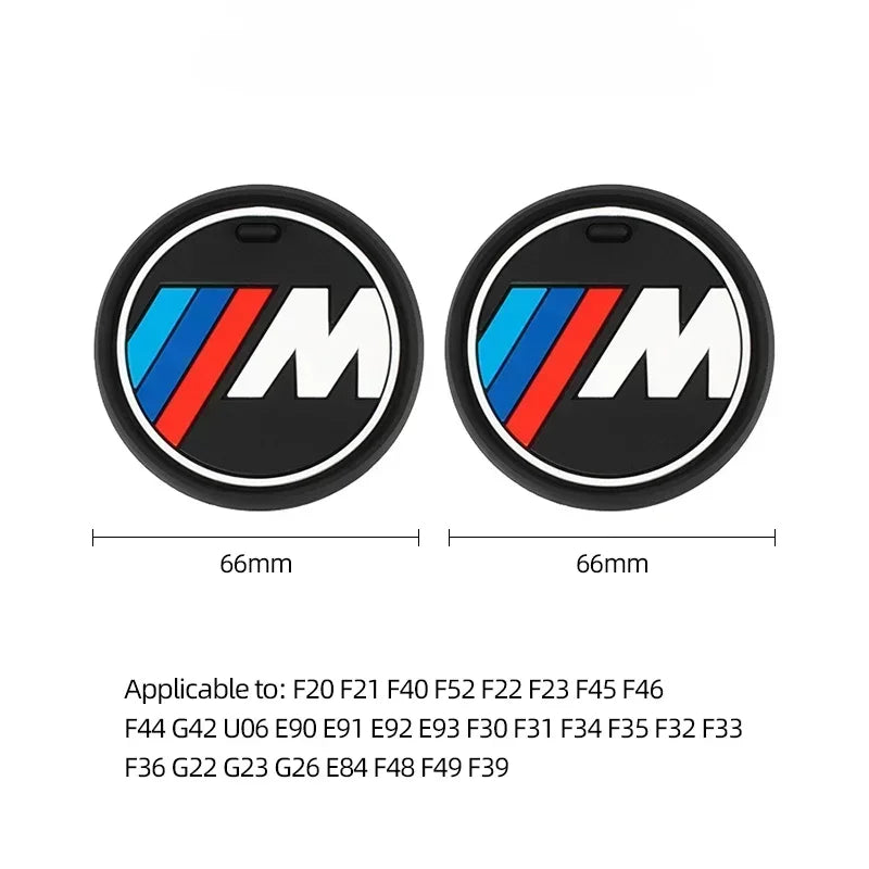 BMW Silicone Anti-Slip Car Coaster / Cup Mat 2-Piece Set for 1 / 3 / 4 / 5 Series, X3 / X5 / X7 (F20 / F40 / G01 / G02 / G05 / G22 / G30 / G32)