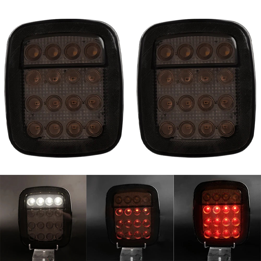 LED Tail Lights for Jeep Wrangler CJ / YJ / TJ – Smoked or Red Lens (2-Piece Set)