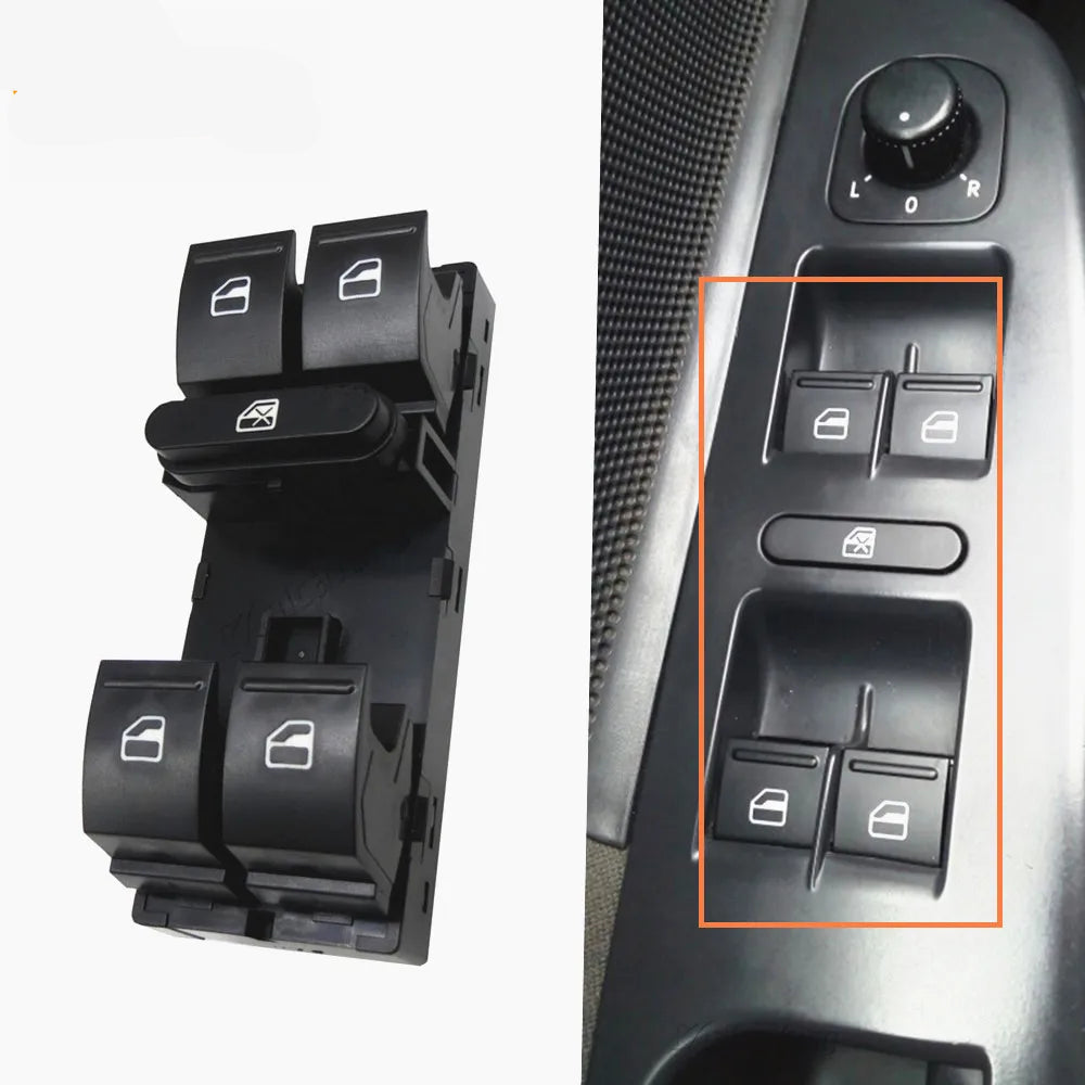 Power Window Master Switch – For VW Jetta, Golf GTI MK5/MK6, Tiguan, Passat B6, CC & Seat Leon MK2 (5ND959857 Replacement)