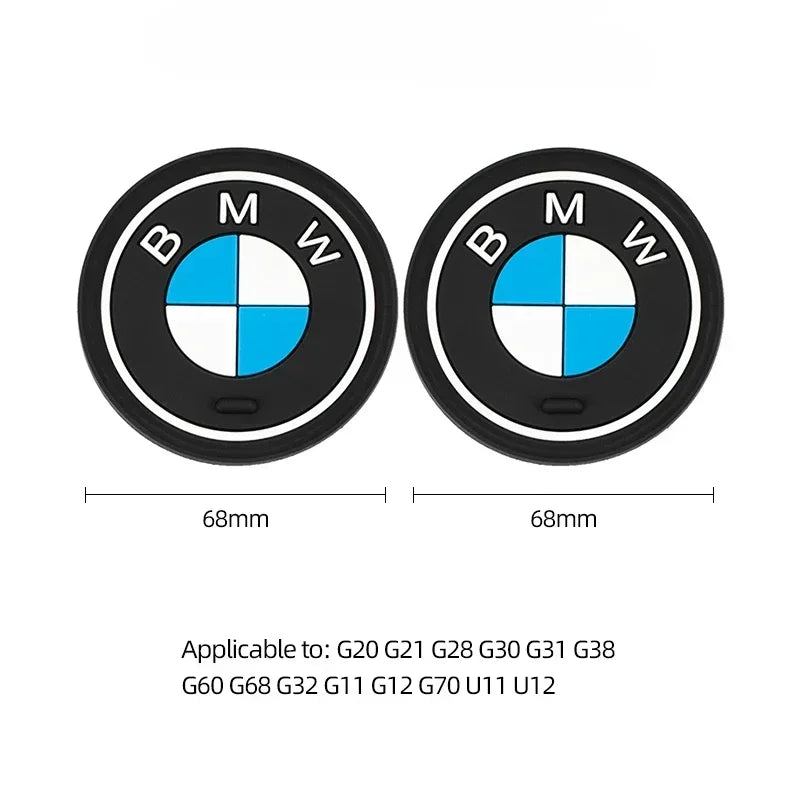 BMW Silicone Anti-Slip Car Coaster / Cup Mat 2-Piece Set for 1 / 3 / 4 / 5 Series, X3 / X5 / X7 (F20 / F40 / G01 / G02 / G05 / G22 / G30 / G32)