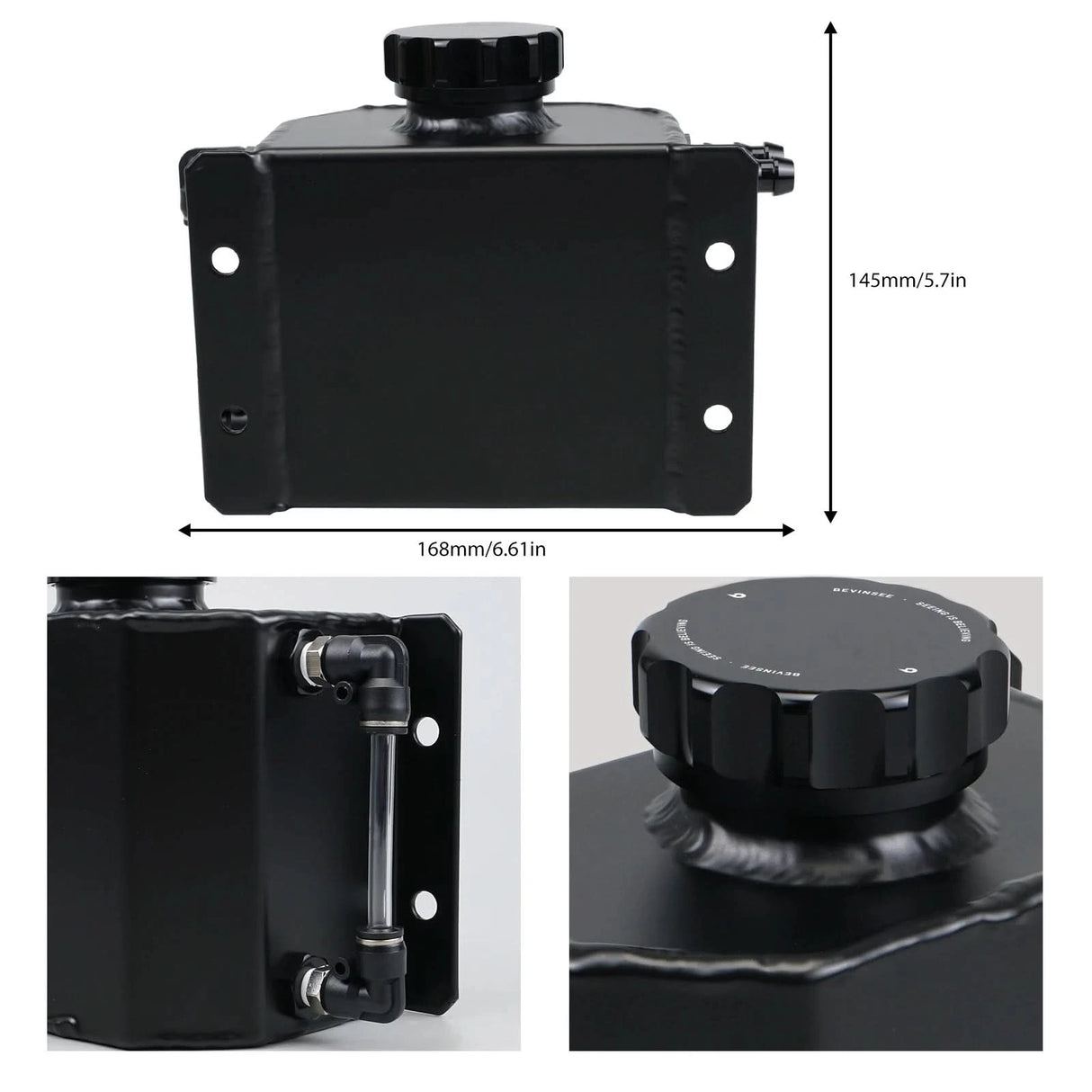 Universal 1L Aluminum Coolant Overflow Tank – Radiator Recovery Reservoir w/ Billet Cap