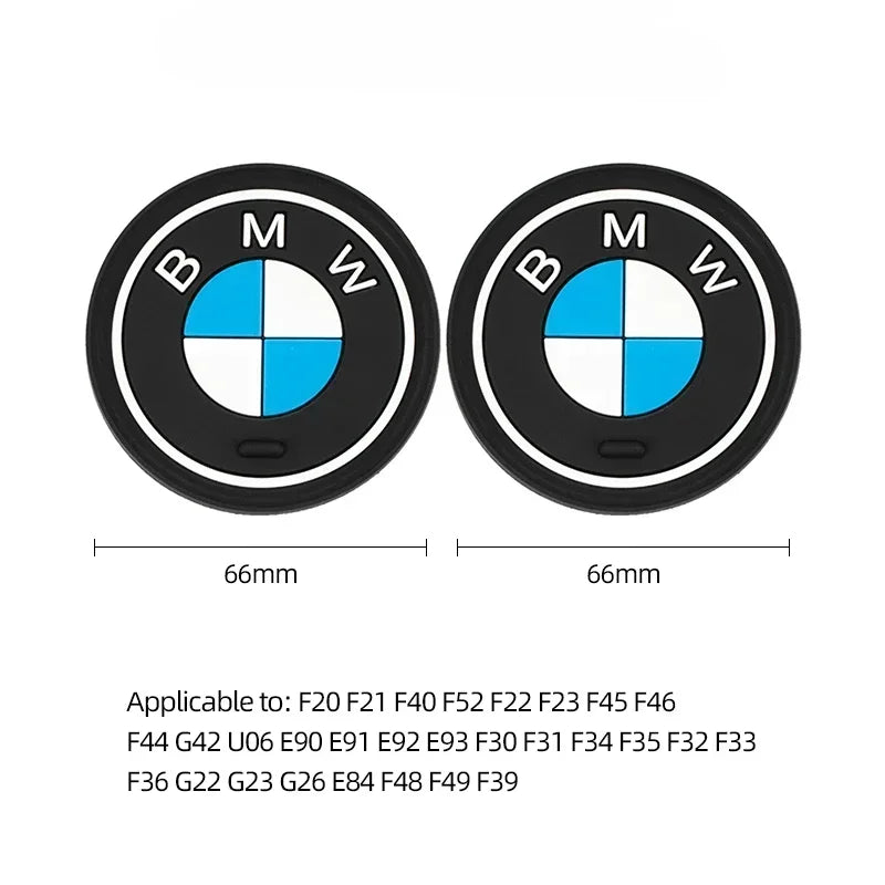 BMW Silicone Anti-Slip Car Coaster / Cup Mat 2-Piece Set for 1 / 3 / 4 / 5 Series, X3 / X5 / X7 (F20 / F40 / G01 / G02 / G05 / G22 / G30 / G32)