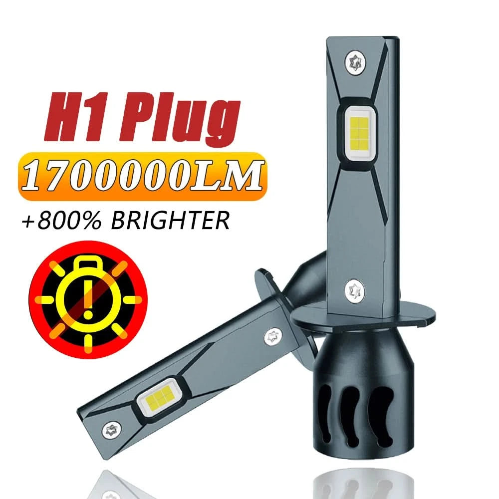 H1 LED Headlight Bulbs – 6000K White CANBUS Plug-and-Play Upgrade (Pair)