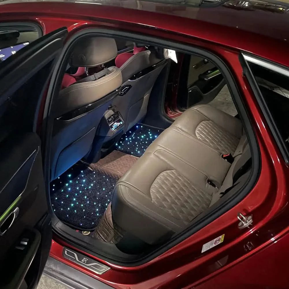 RGB Fiber Optic Star Light Car Floor Mats – Waterproof LED Set w/ App & Remote Control