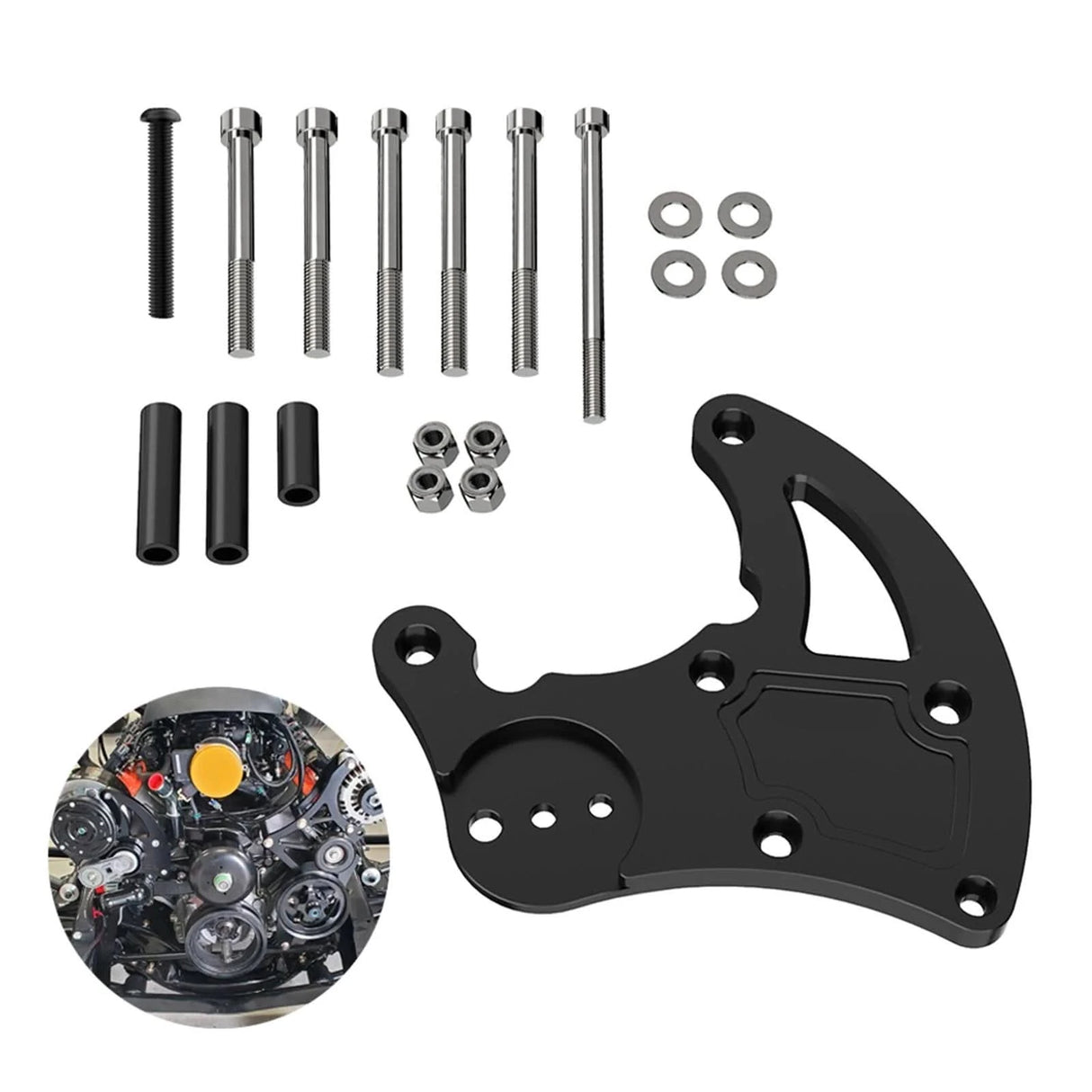 LS R4 High-Mount A/C Compressor Bracket – 6061 Billet Aluminum (Serpentine Drive)