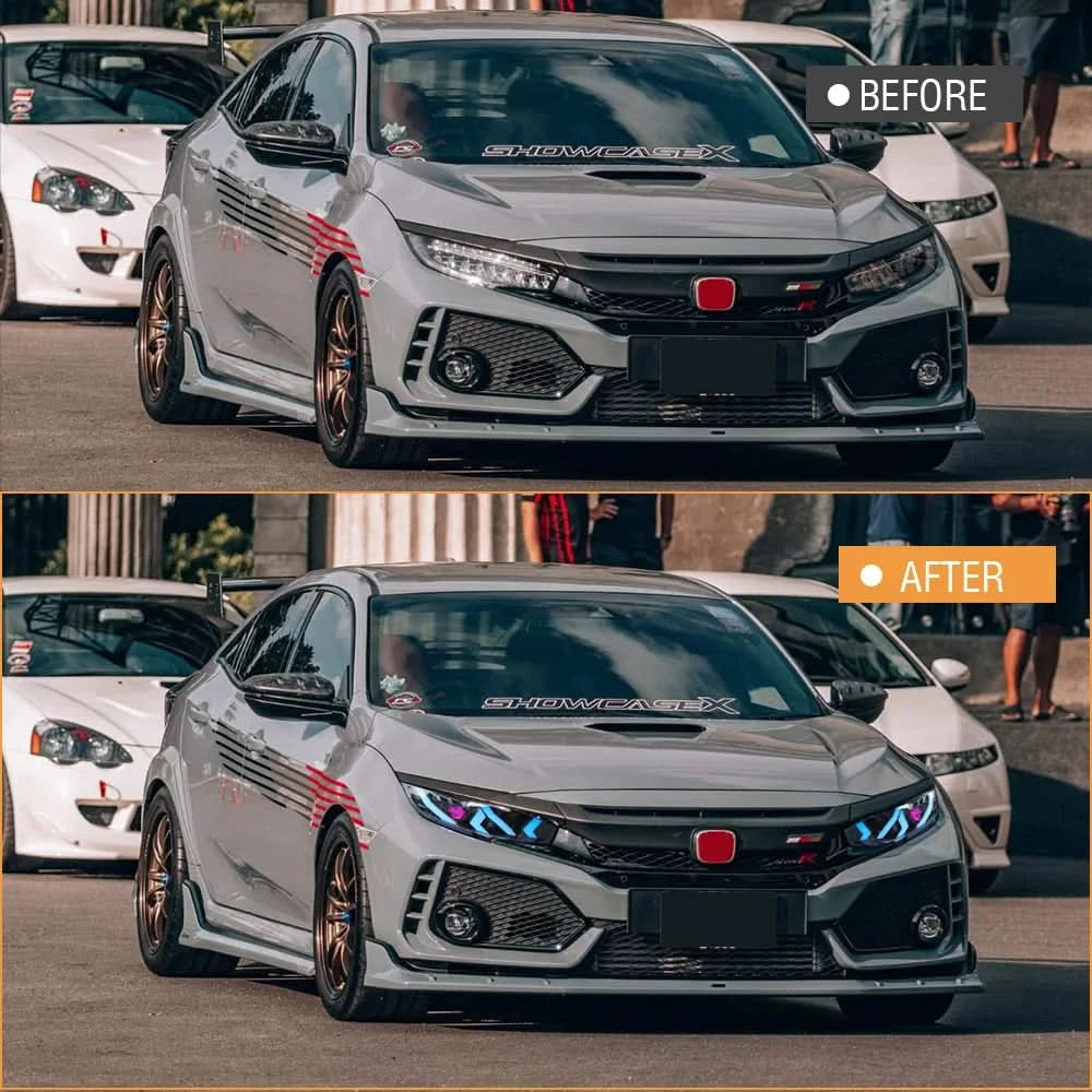 RGB Projector LED Headlights with DIY DRL – Fits Honda Civic 2016–2021 (Pair)