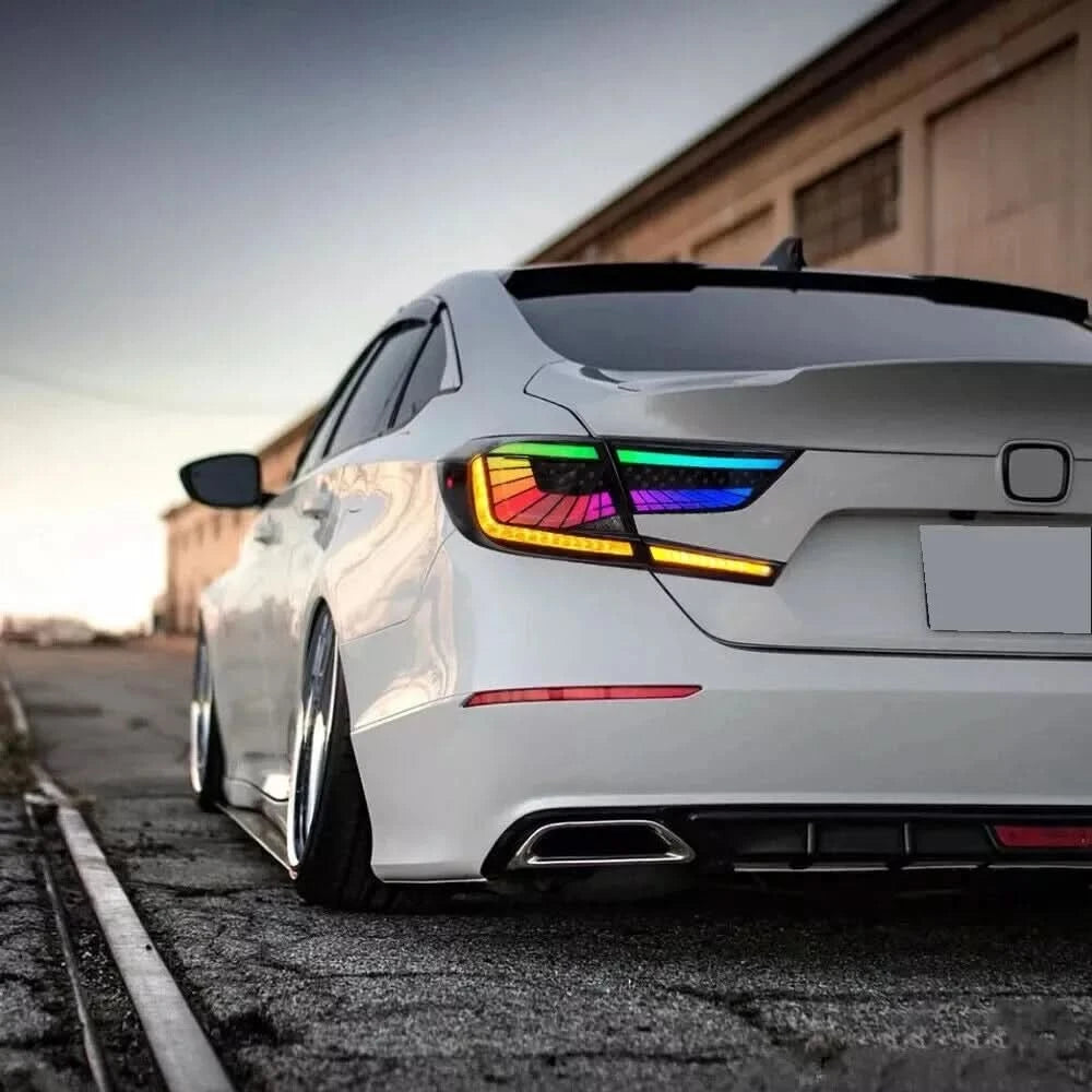 Honda Accord RGB LED Tail Lights – Smoked Lens with Startup Animation (2018–2022 Sedan)