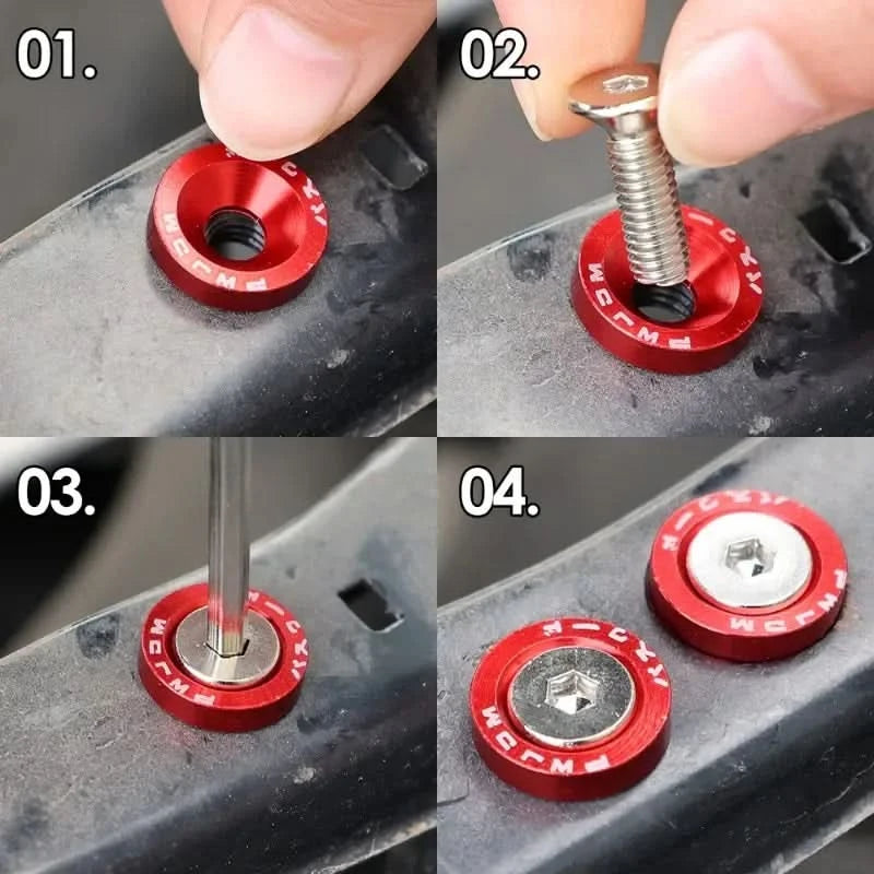 Universal Aluminum Fender Washer & Bolt Kit – M6 Concave Fasteners (20-Piece Set)