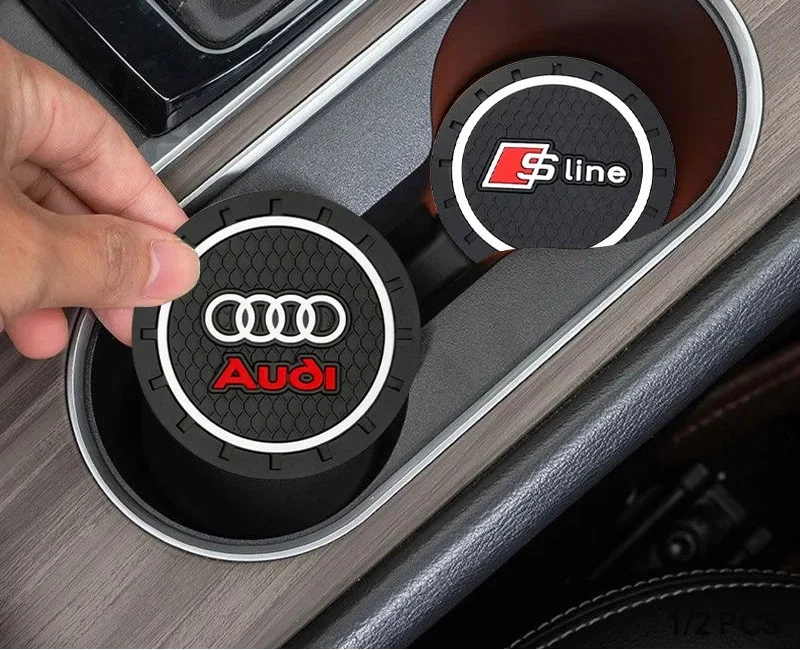 Audi Interior Cup Holder Anti-Slip Coasters – Silicone Mat Set (A & Q Series)