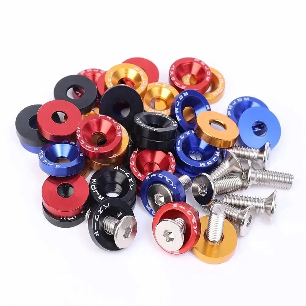 Universal M6 Aluminum Fender Washer & Bolt Kit – Concave Fasteners (20-Piece or 40-Piece Set)