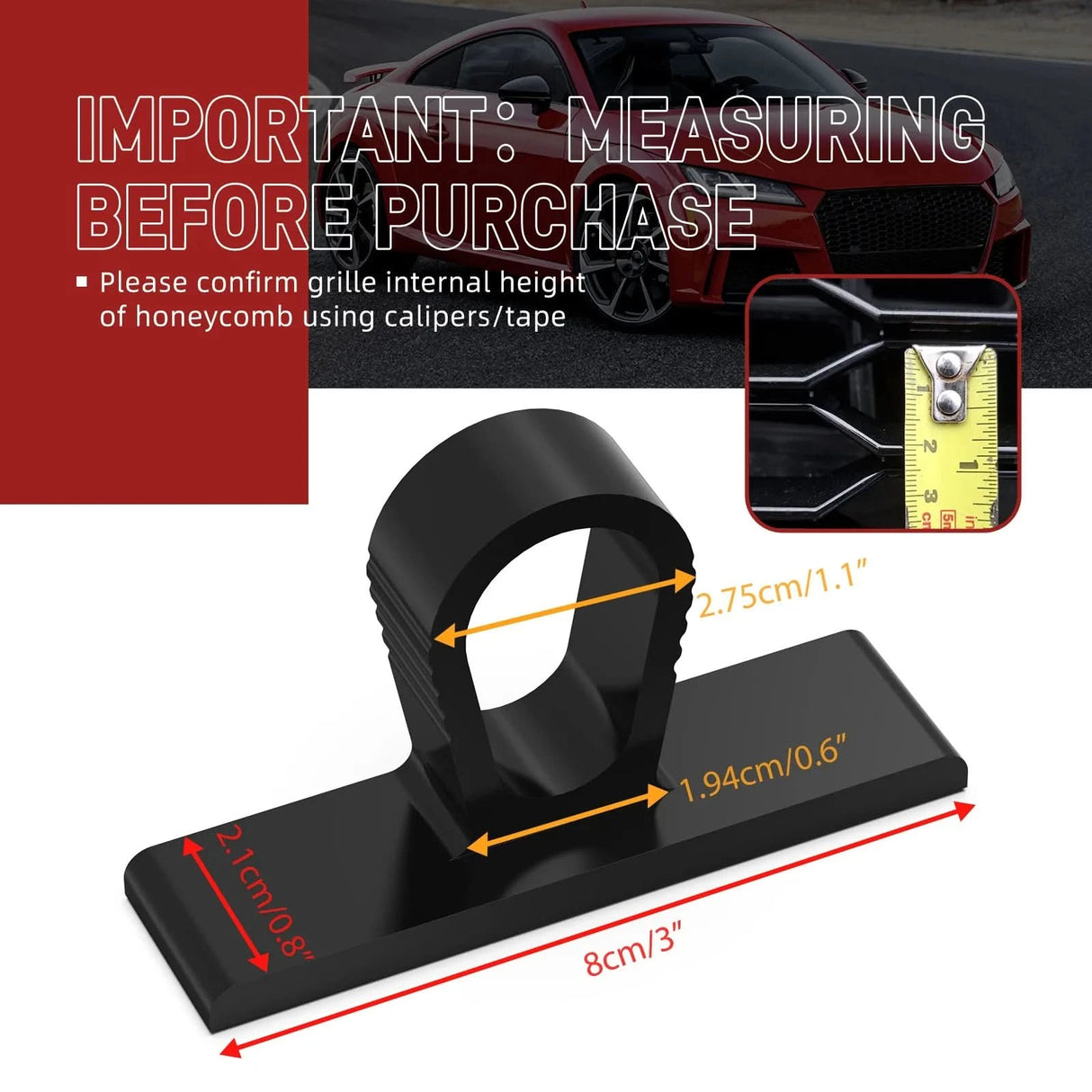 Honeycomb Grille License Plate Mount Clips – Quick-Release TPU Design