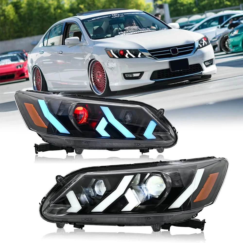 LED Headlight Assembly for Honda Accord 4-Door (2013–2015) – Projector Lens Headlamps with DRL