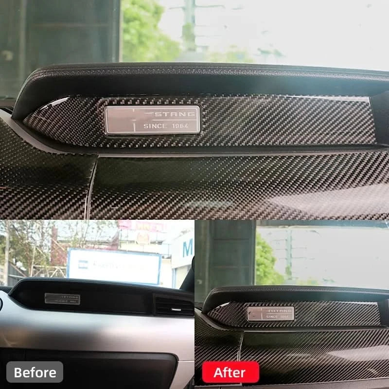 Carbon Fiber Interior Trim Sticker Set – Ford Mustang 2015–2021 Dashboard & Console Accents