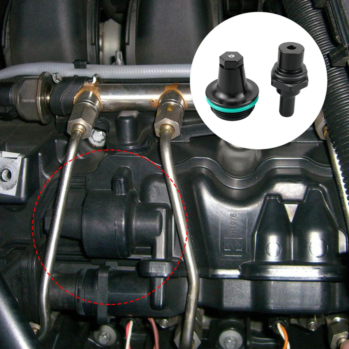 BMW N54 Twin-Turbo Engine Billet Aluminum PCV Valve Cap Cover Replacement Kit for E82 / E88 / E90 / E91 / E92 / E93 / E60 / E61 / E71 / E89 / F01 / F02 (2005 - 2016)