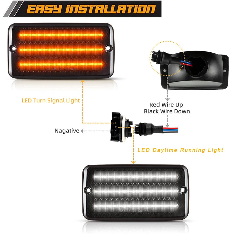 Dynamic LED Turn Signal & Side Marker Lights for Jeep Wrangler TJ (1997–2006)