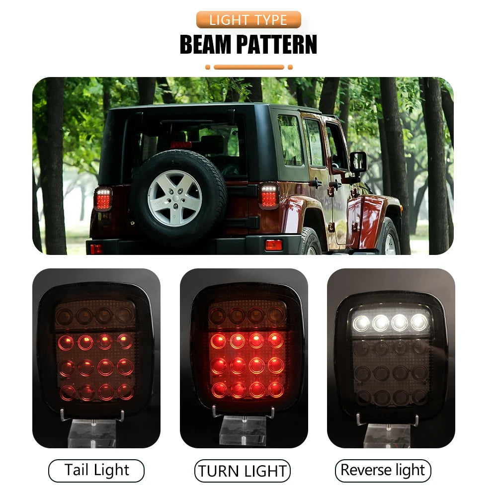 LED Tail Lights for Jeep Wrangler CJ / YJ / TJ – Smoked or Red Lens (2-Piece Set)