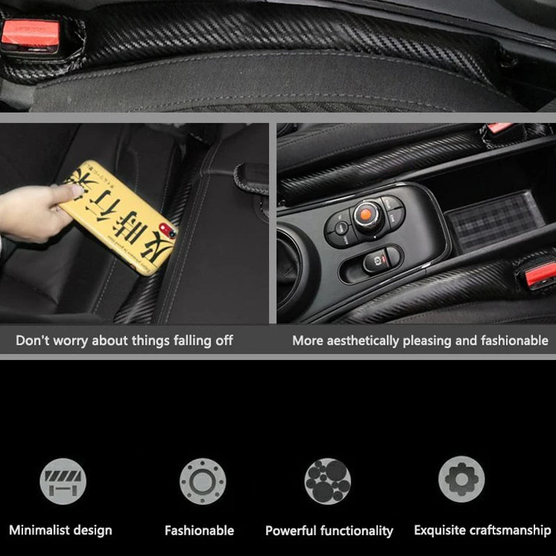 BMW Leather Car Seat Gap Filler Strip / Side Seam Leak-Proof Plug for E90 / F06 / F07 / F10 / F20 / F22 / F30 / F32 / F40 / F46 / M3 / M4 (Brown / Carbon Fiber Black)