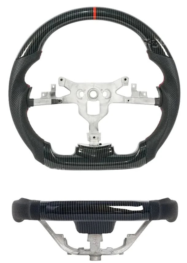 Corvette C6 Flat Bottom Steering Wheel – Hydro-Dip Carbon Fiber Woodgrain Finish (2007–2013)