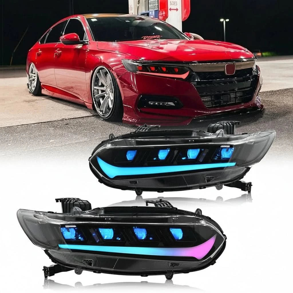 LED Headlight Assembly for Honda Accord (2018–2021) – Devil’s Eye DRL & Projector Lens Headlamps