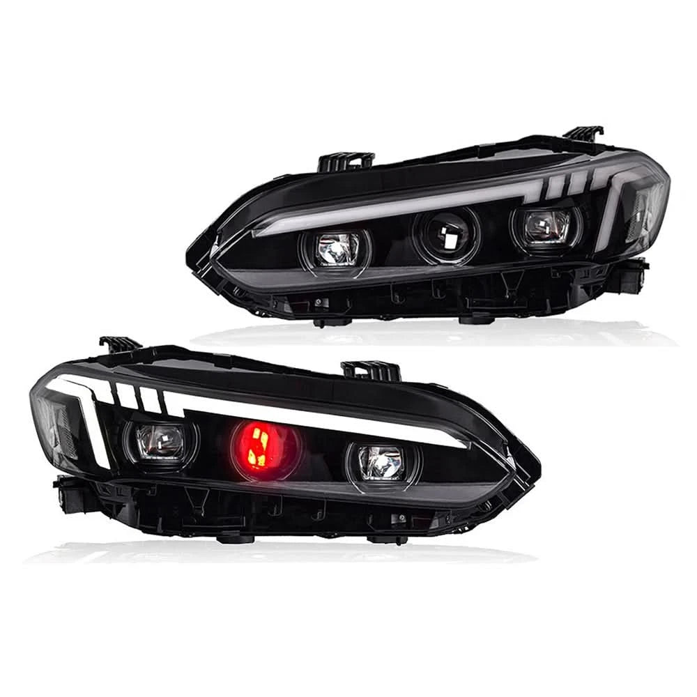 Honda Civic LED Projector Headlights with Devil Eyes DRL – Front Headlight Assembly (2022)