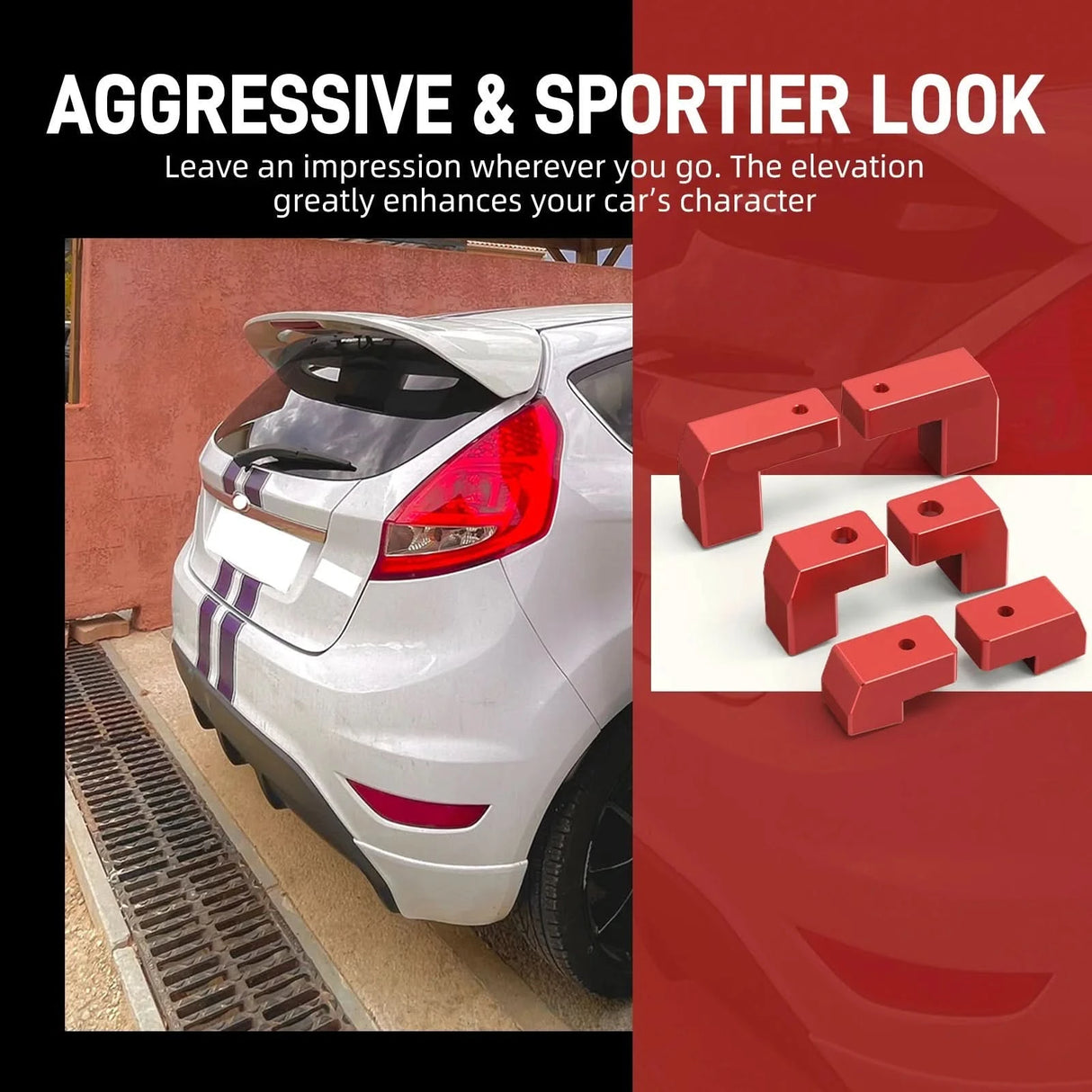Aluminum Rear Wing Spoiler Riser Kit – Fiesta Mk6 / Mk7 / Mk7.5 ST Models