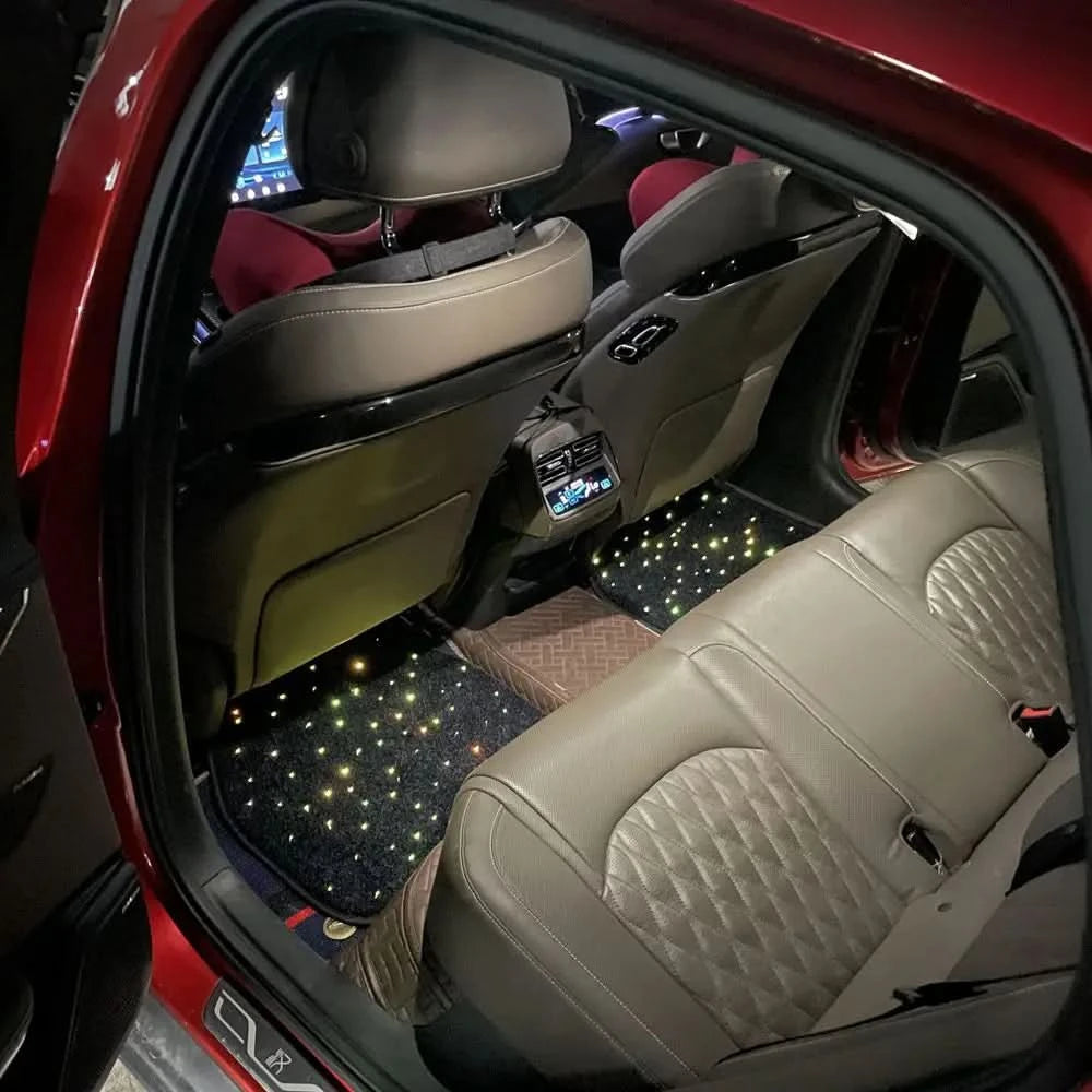 RGB Fiber Optic Star Light Car Floor Mats – Waterproof LED Set w/ App & Remote Control