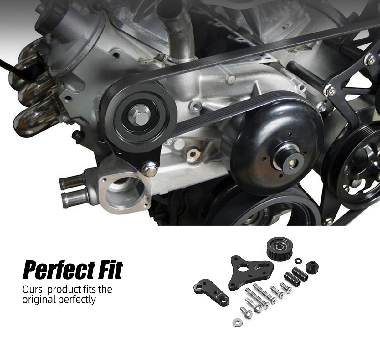 GM LS Truck / SUV Billet Aluminum Manual Belt Tensioner with Pulley for 4.8L / 5.3L / 6.0L / 6.2L Vortec Engines (Gen III / Gen IV / Hummer H2 / H3 / Replaces 12554027 / 12580162 / 12609719)