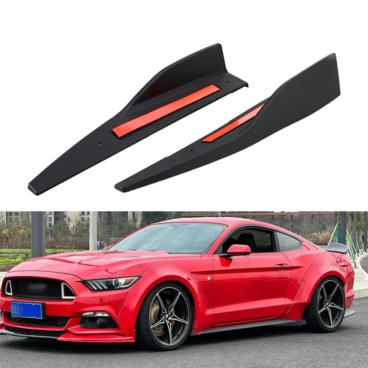 Side Skirt Extension Splitters for Ford Mustang 2015–2025 – Aggressive Rocker Diffuser Winglet Set (2-Piece ABS)