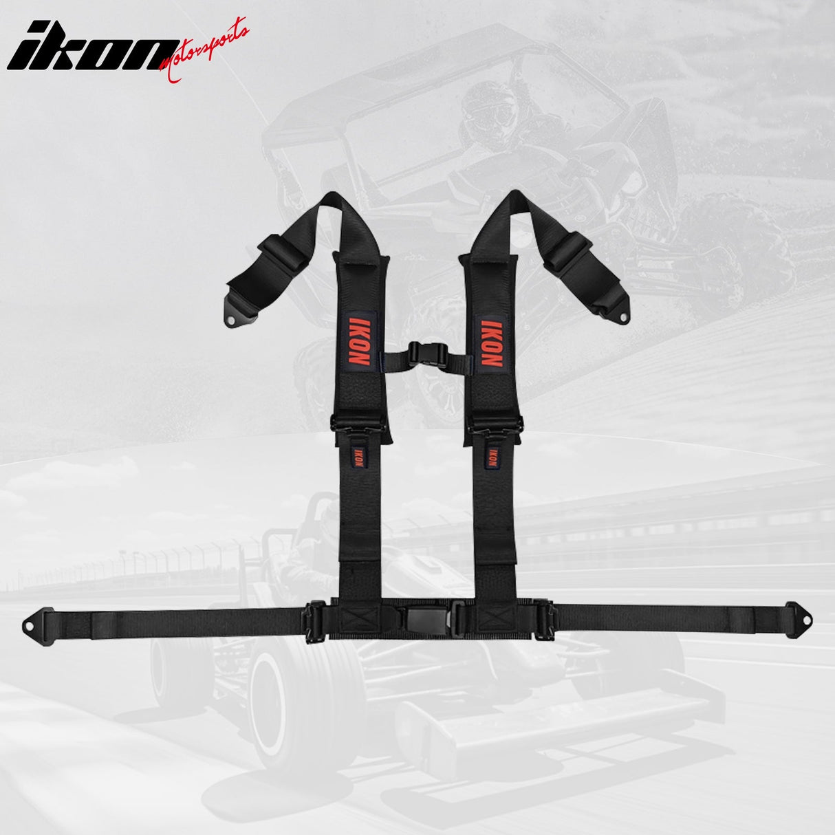 Universal 3" Wide 4 Point Buckle Racing Seat Belt Harness Nylon Black