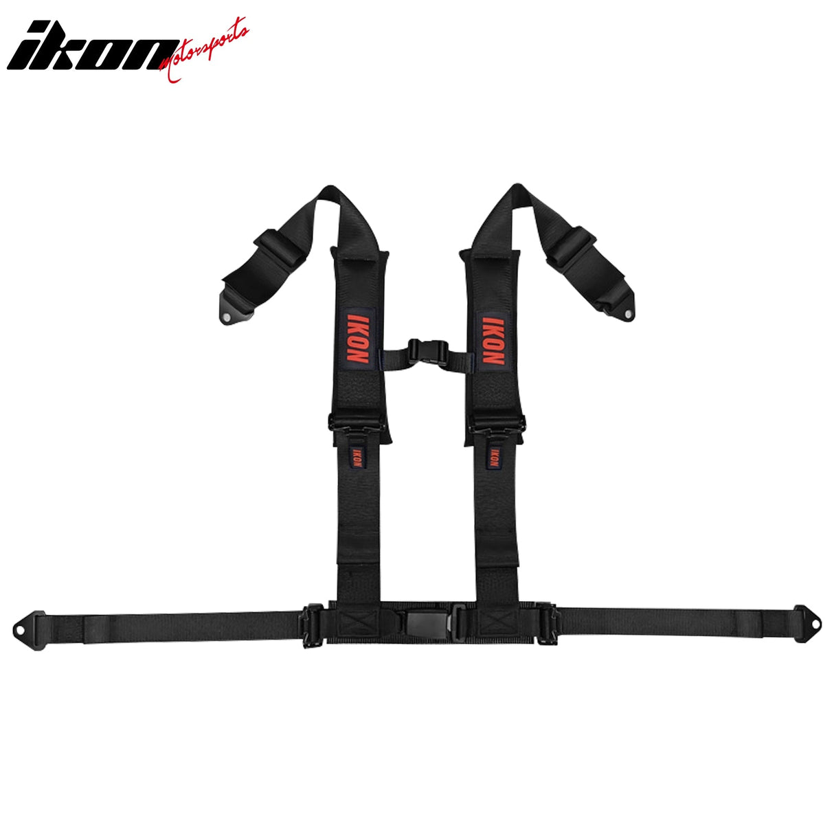 Universal 3" Wide 4 Point Buckle Racing Seat Belt Harness Nylon Black