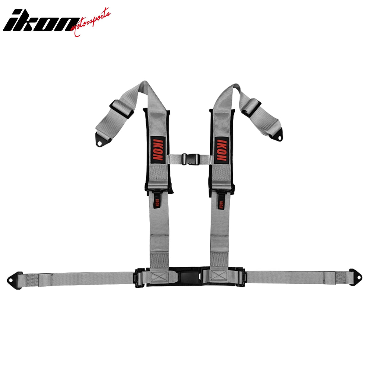 Universal 3" Wide 4 Point Buckle Racing Seat Belt Harness Nylon Grey