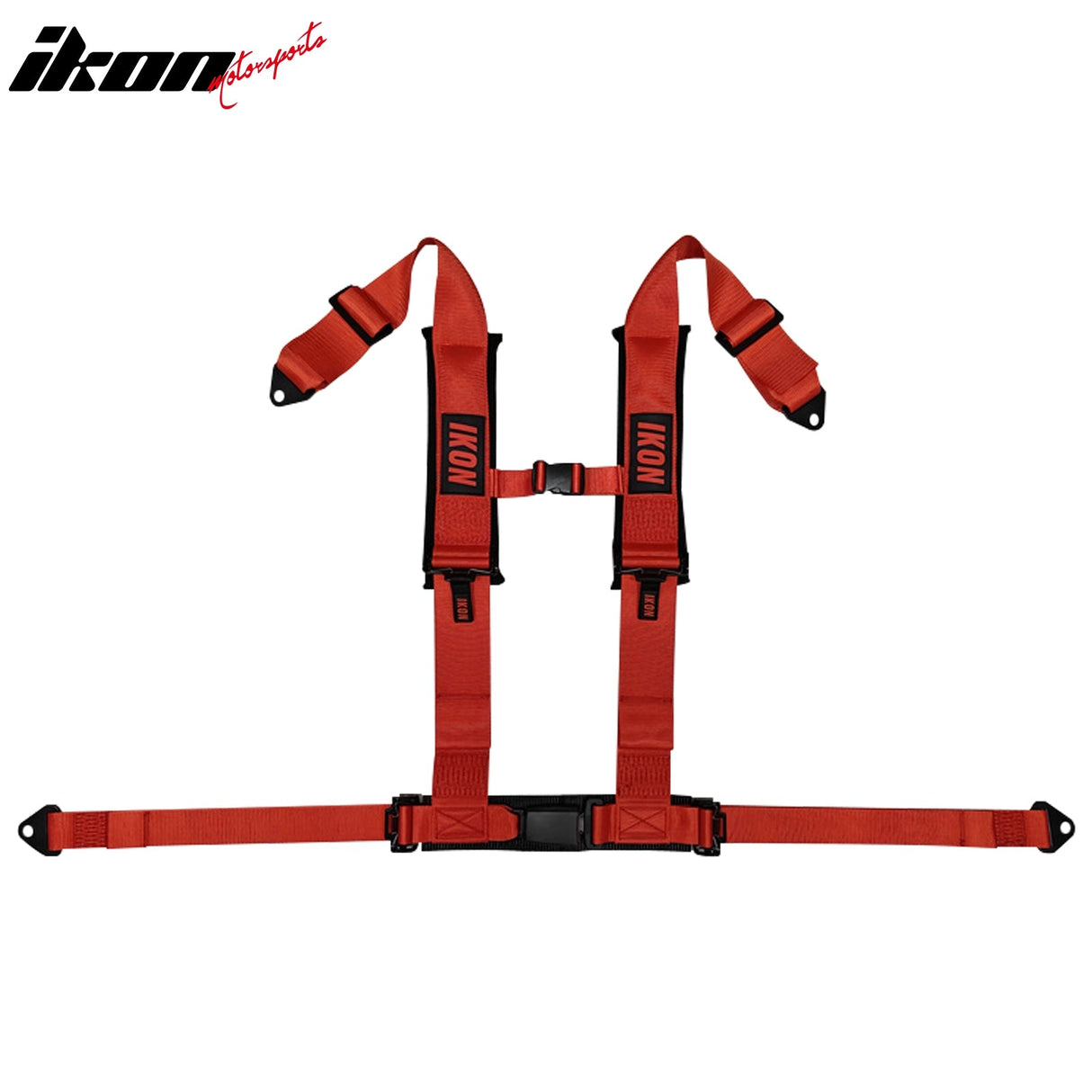 Universal 3" Wide 4 Point Buckle Racing Seat Belt Harness Nylon Red