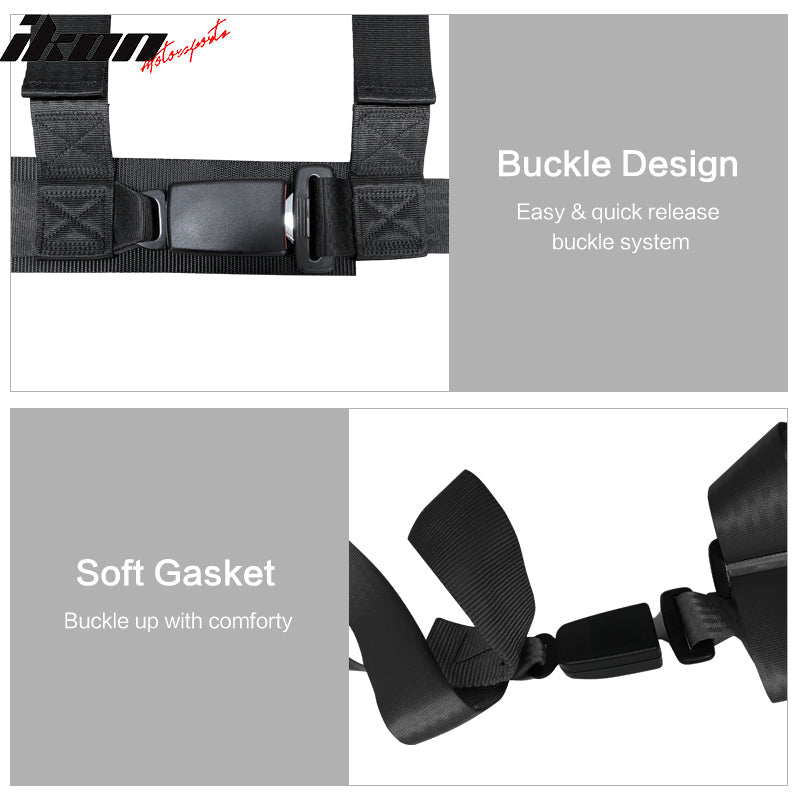 Universal 4 Point Buckle Black Racing Harness Racing Seat Belt Nylon