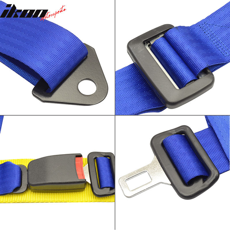 Pair Of Blue 4 Point Racing Seat Belts Shoulder Strap Harness