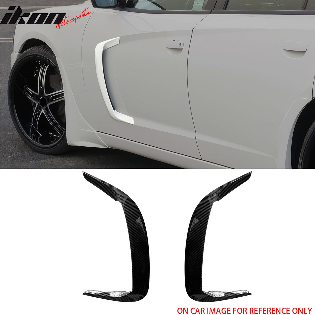 2015-2023 Dodge Charger IKON2 Side Fin Vents Carbon Fiber Print ABS