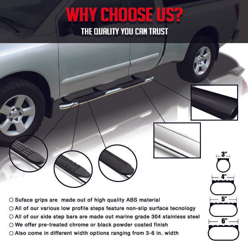 2004-2015 Nissan Titan Extended Cab 5 Inch Running Boards Carbon Steel