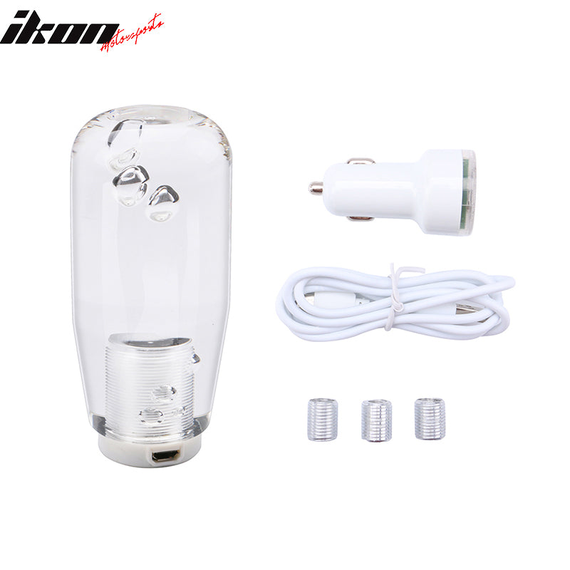 Universal LED RGB Shift Knob 10mm Transparent Bubble W Thread Adapters