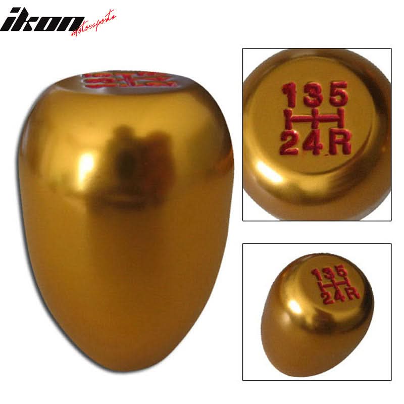 Gold M8X1.25MM MT T-R Gear Shift Knob Screw On Engraved 5 Speed