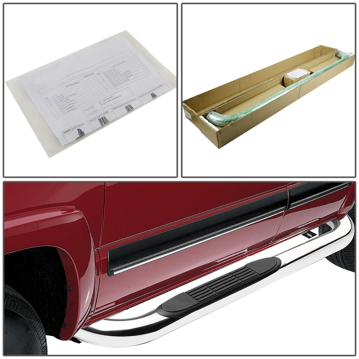 99-16 Chevrolet Silverado 3" Round Nerf Bars - Standard Cab Silver