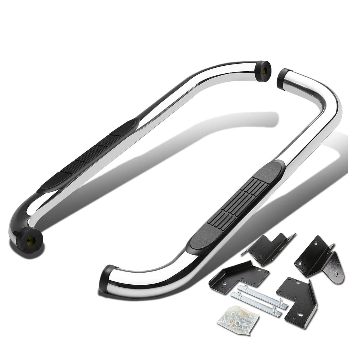 99-16 Ford F-250 F-350 Super Duty 3" Round Nerf Bar Step Bar Silver
