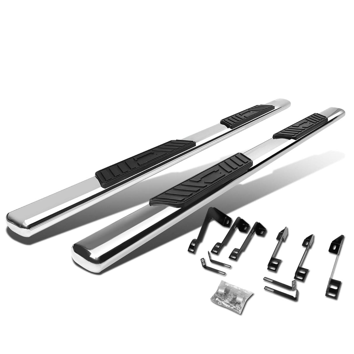 99-16 Chevy Silverado GMC Sierra 5" Oval Nerf Bar Step Bar Silver