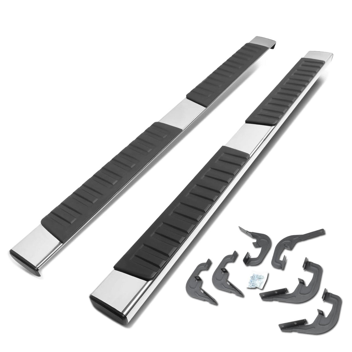 07-19 Chevrolet Silverado GMC Sierra 6" Straight Nerf Step Bar Silver