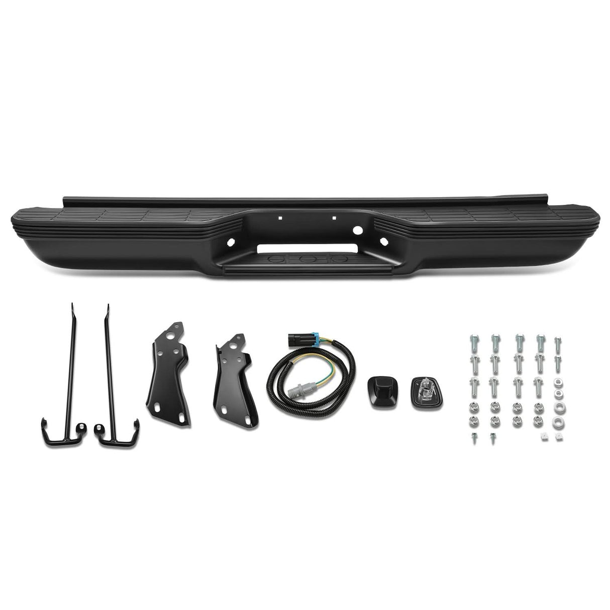 92-99 Chevrolet Suburban Rear Step Bumper - Black with Strip Hole