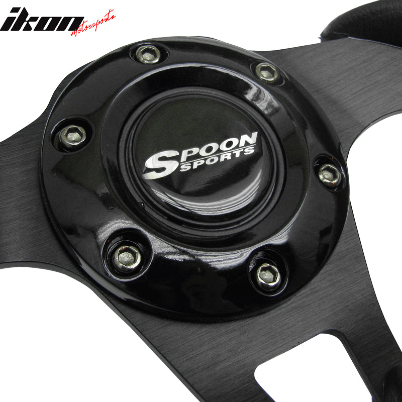 Universal Fitment Steering Wheel Battle Type 300Mm Whole Black & Spoon