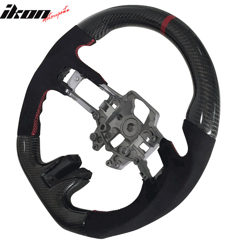 2015-2017Â Ford Mustang V3 Steering WheelMatte CF Synthetic Suede Red R