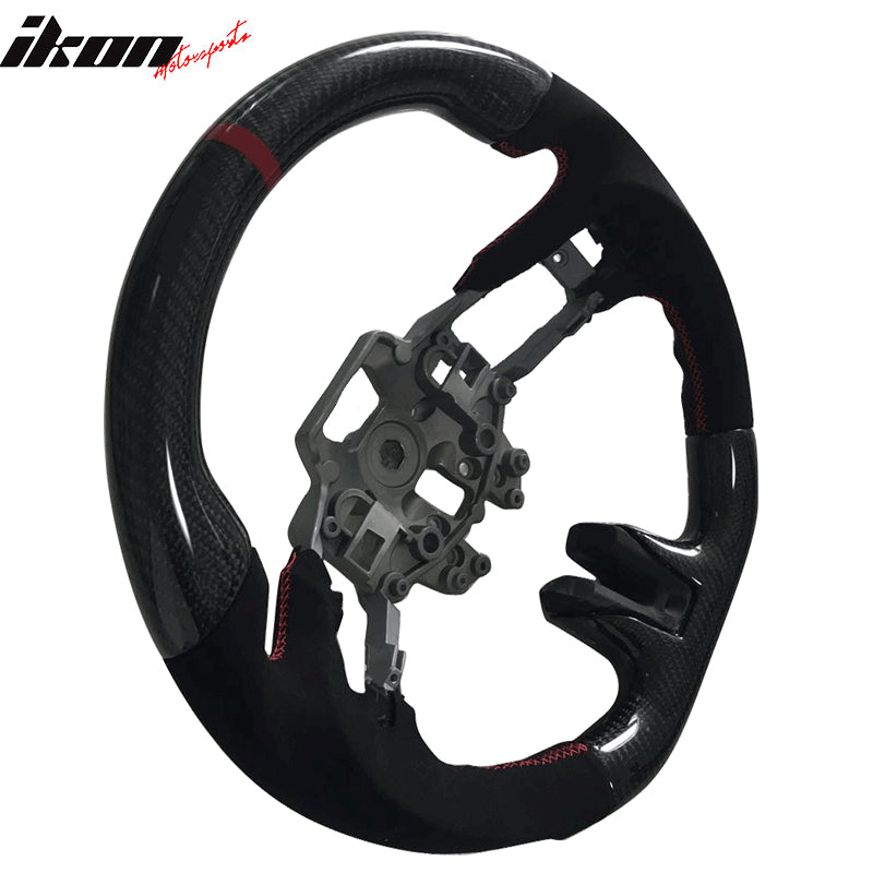 2015-2017Â Ford Mustang V3 Steering WheelMatte CF Synthetic Suede Red R
