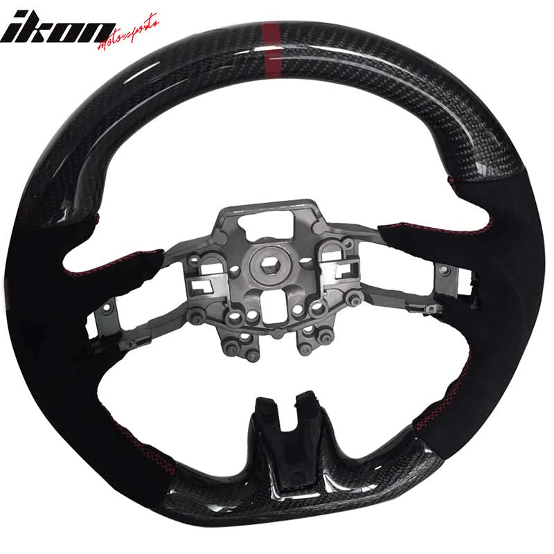2015-2017Â Ford Mustang V3 Steering WheelMatte CF Synthetic Suede Red R