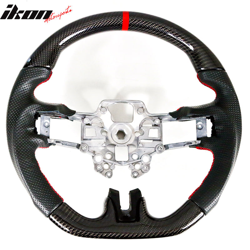 2018-2023 Ford Mustang V1 Steering Wheel w/ Red Stitching Carbon Fiber